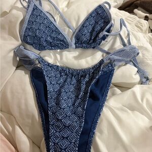 Hollister Blue Patterned Bikini